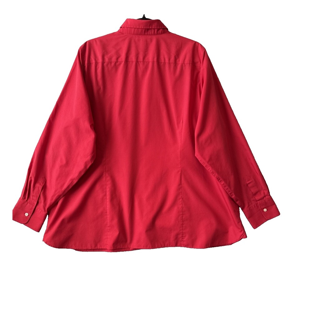 Lands End Red Broadcloth Button Up Shirt 24W Plus Size Career Chic Wrinkle Free - Picture 2 of 8